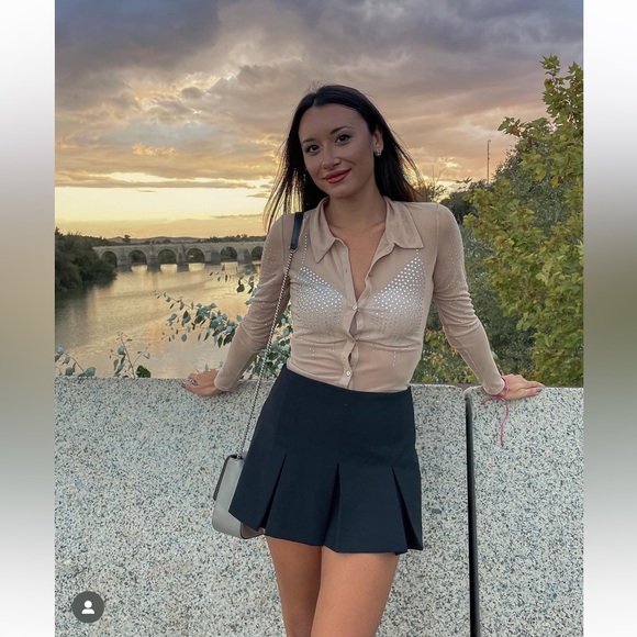 ZARA RHINESTONE TULLE SHIRT - Picture 3 of 12